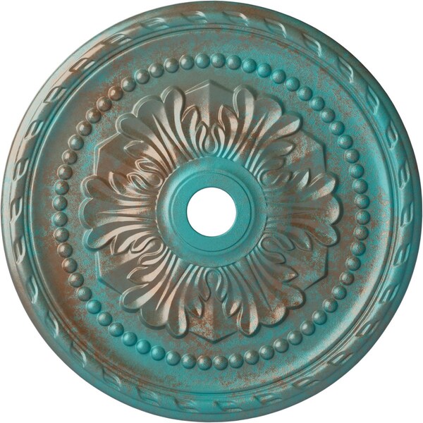 Ekena Millwork Palmetto Medallion (Canopies up to 7 5/8"), 31 1/2"OD x 3 5/8"ID x 1 3/4"P, Copper Green Patina CM31PMCGS - main
